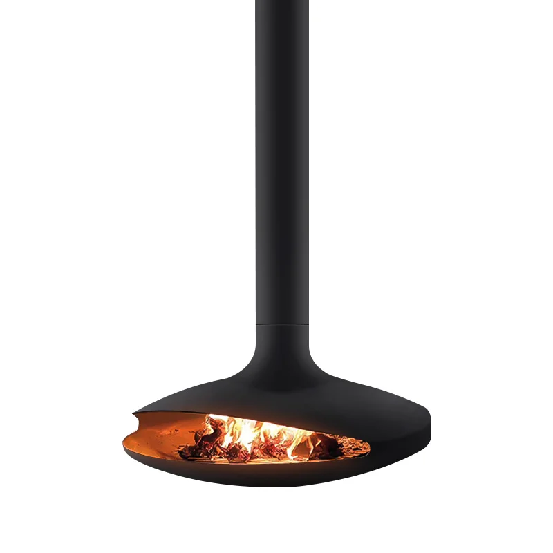 Chimenea de alcohol de leña real tipo colgante, simulación de carbono, casa de familia, villa, forma de pico de pato