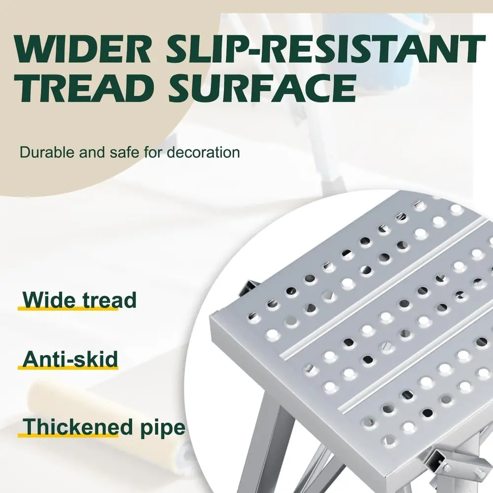 Adjustable Height 31-49 Inch Scaolding Platform, 330 lbs Load Capacity, Portable Folding Step Stool for RV Cleaning, High Painti