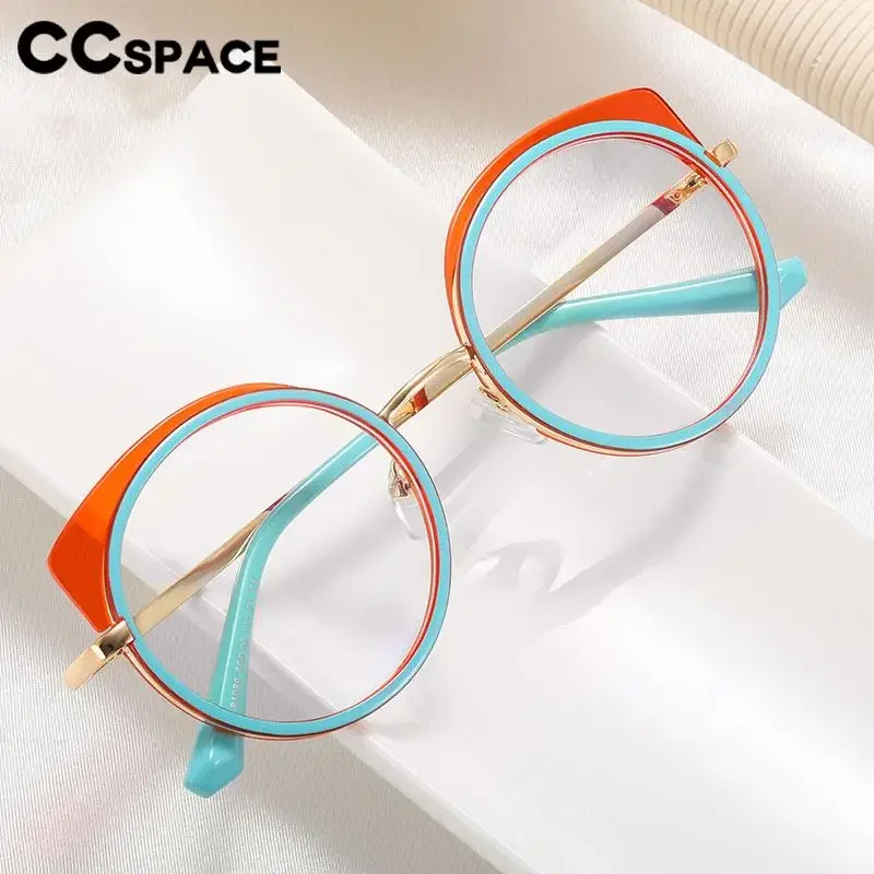57079 moda damska kolorowe okrągłe oprawki do okularów Vintage zawias sprężynowy optyczne przezroczyste okulary okulary blokujące niebieskie światło — zdjęcie 3