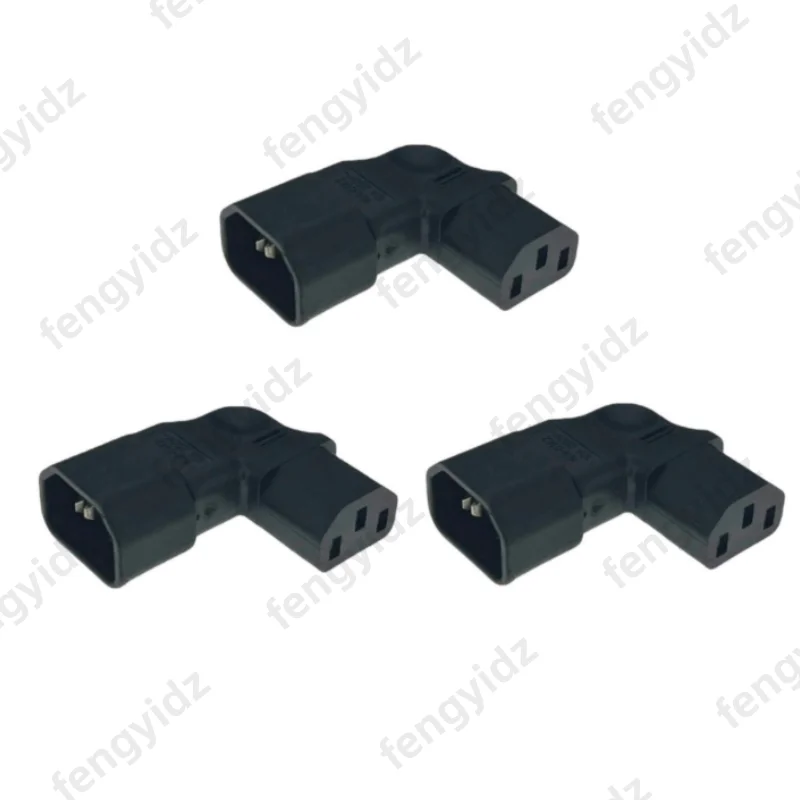 IEC 320 C14 auf C13 linker rechtwinkliger AC-Adapter IEC 3-poliger IEC 320 3-poliger Stecker auf Buchse, verlängerter 90-Grad-Winkel-AC-Konverter