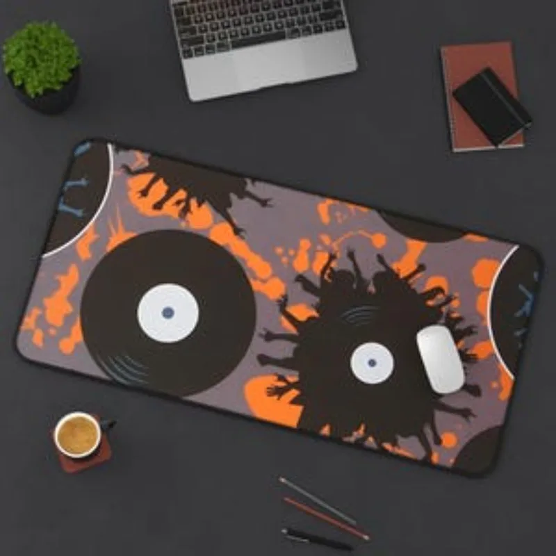 Vinyl Record Desk Mat for Music Lover, Retro Style Home Office Decor, Gaming Computer Mat  for Musicians Retro Vibe Keyboard Mat