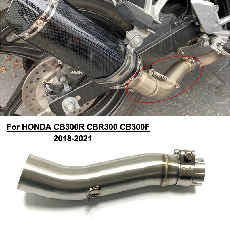 

Motorcycle Exhaust Pipe For Honda CBR300R CB300F CBR300 Middle Link Pipe Stainless Steel 2018-2021 51mm Exhaust Mid Connect Tube