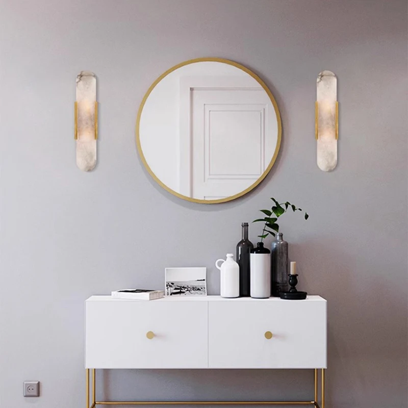 Natural Marble LED Wall Light Good Quality Copper New Style Bedroom Stair Aisle Dinging Room Parlor Sconce Lighting view 4
