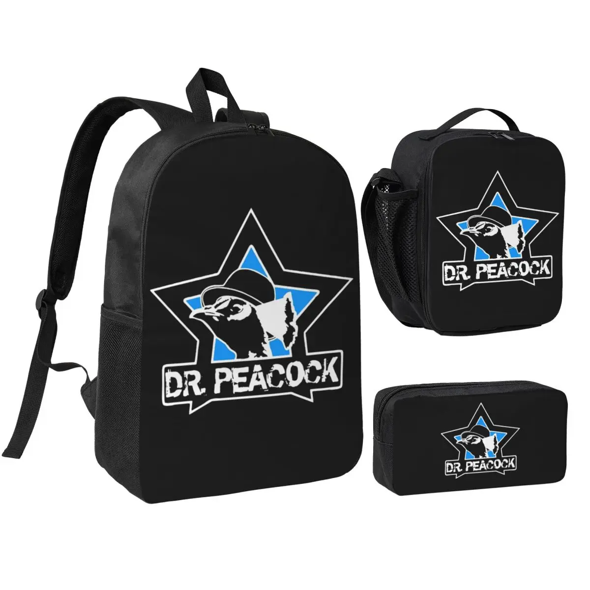 

Dr. Peacock Backpack Student BookBag School Bag Shoulder Bags 3ps Insulated Lunch Bag Pencil Case