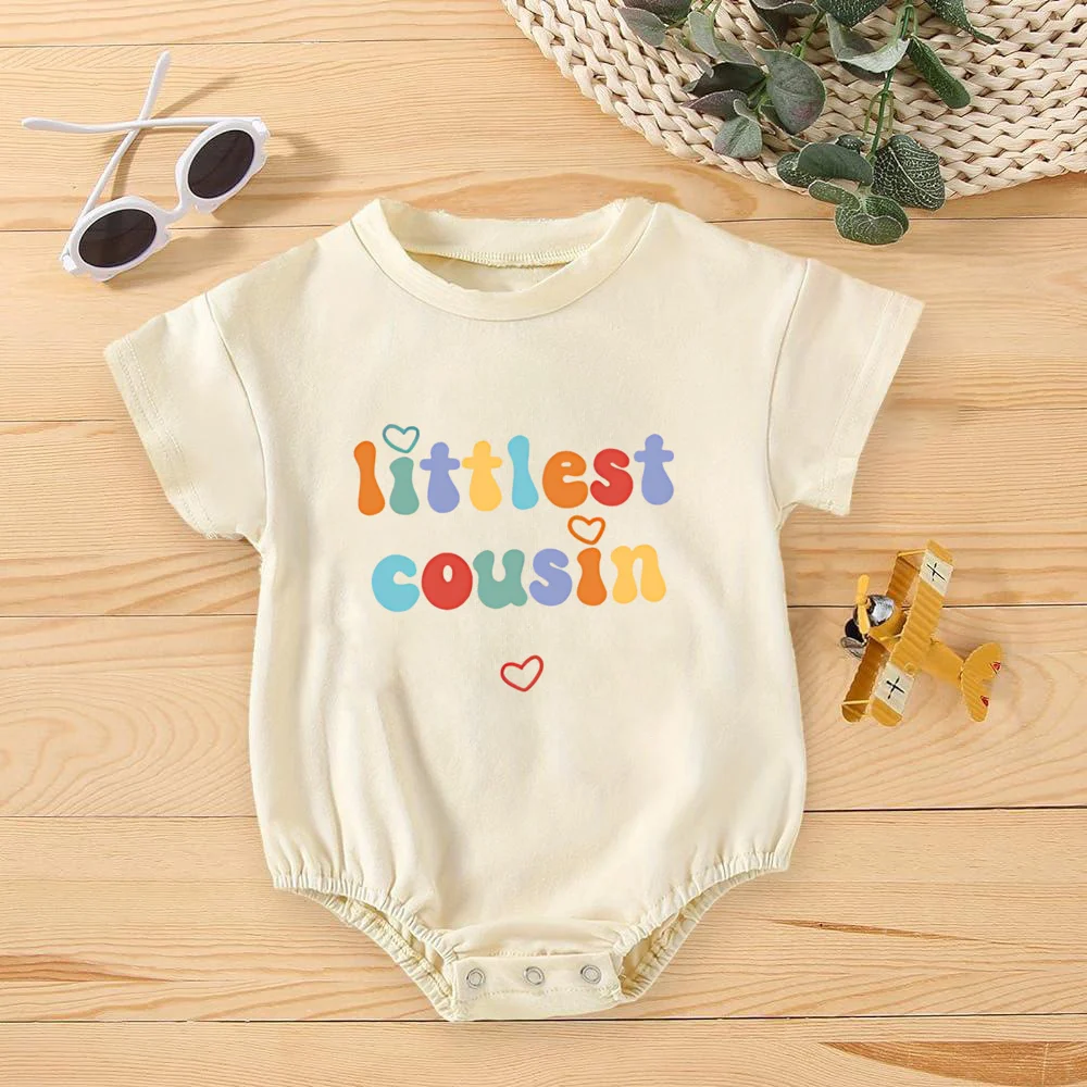 Big / Little Cousin Baby Bubble Romper Retro Cousin Crew Toddler Oversized T-Shirt Rompers Bodysuit Cute Baby Outfits