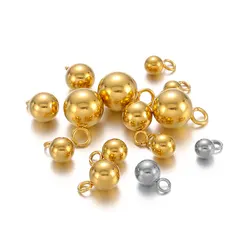 20Pcs Stainless Steel Hole Round Solid Ball Charms Necklace End Beads for DIY Jewelry Making Wholesale