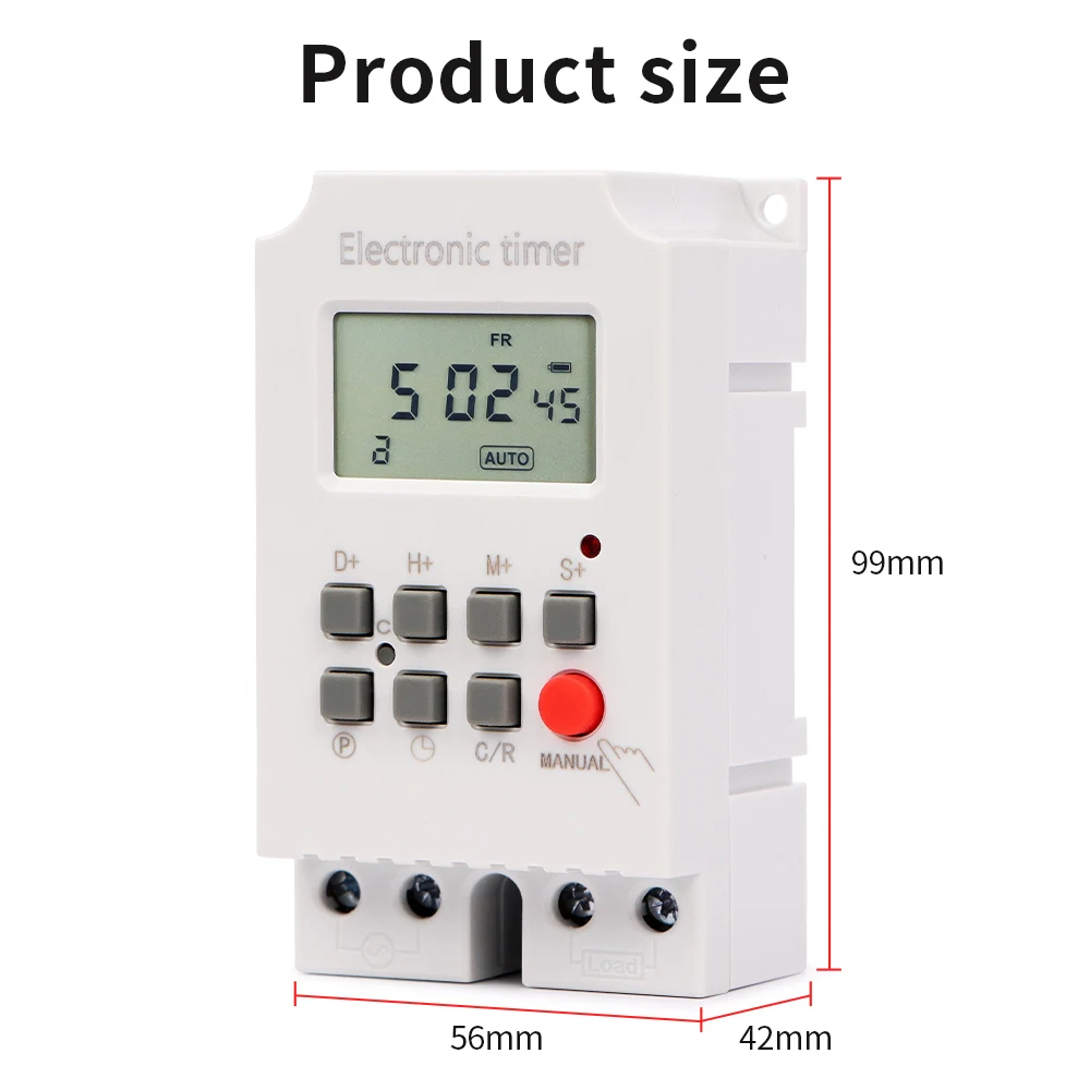 Automatic Electronic Timer Switch Relay 220V 25A Weekly 7 Days Minutes Second 168 Hours Time Control Programmable Timer