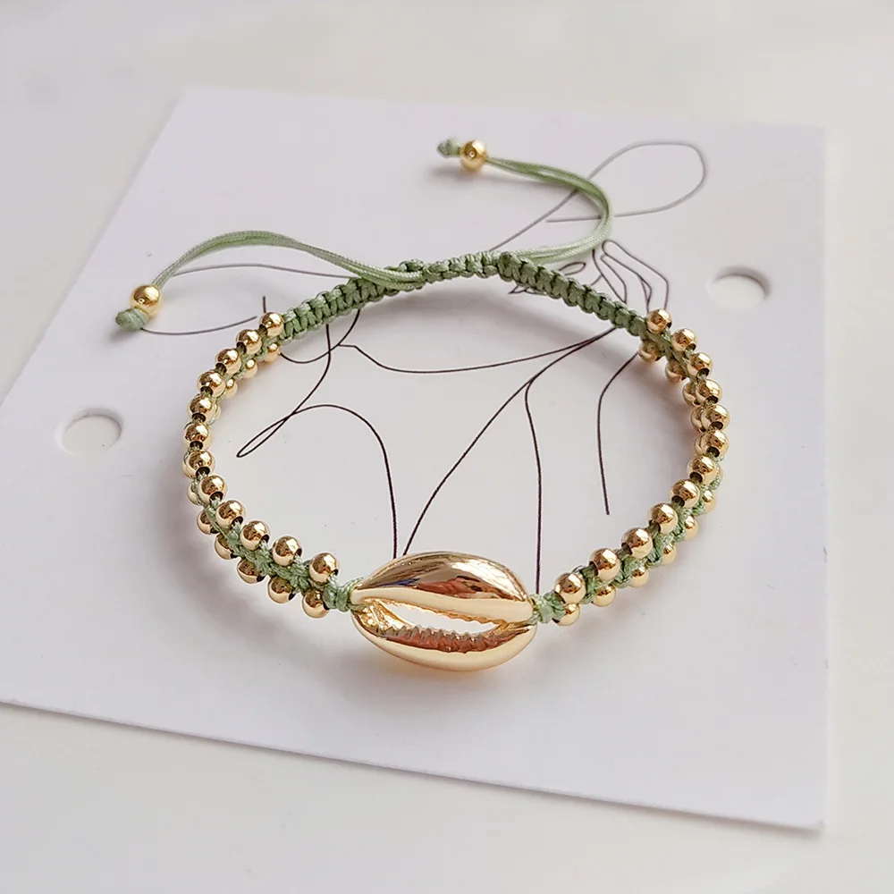 KKBEAD Handmade Braided Bracelets for Women Gold Plated Beads Woven Thread Shell Bracelet Jewelry Accessories Pulseras Mujer