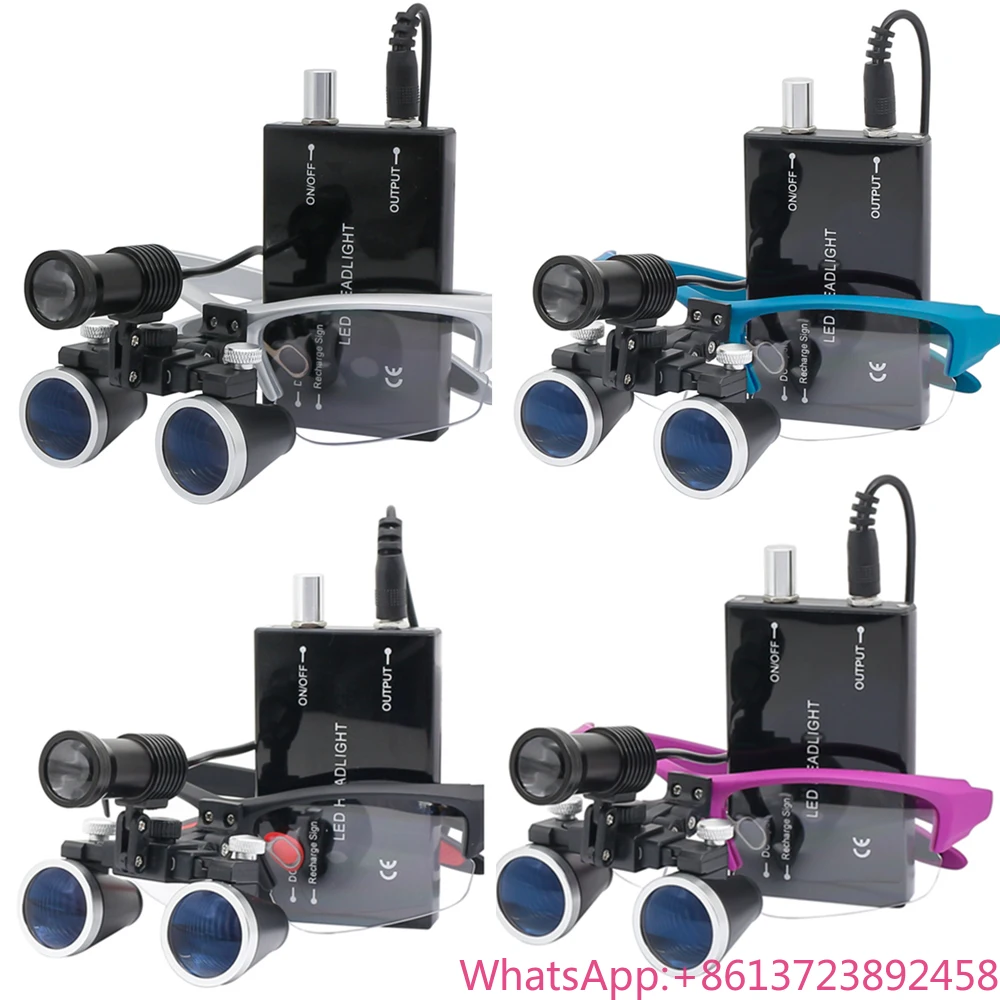 

2.5X 3.5X Dent al Binocular Loupes 3W LED Spot Light Aluminum Box 3X Magnification Surgical Dent al Lenses Electric Power