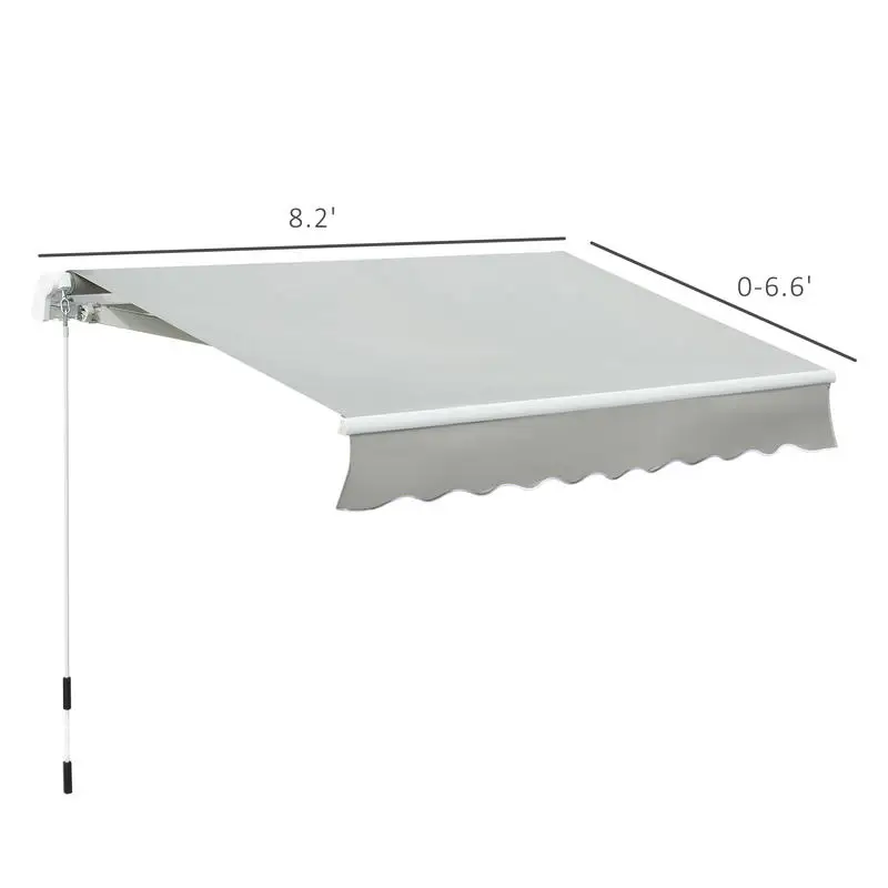 8' x 7' Retractable Sunshade Awning for the Patio with Easy Crank Design & Hardware Included, Gray view 3