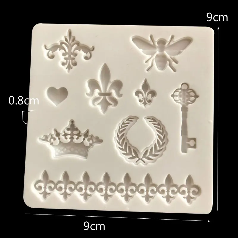 1PC Retro European-Style Crown Silicone Fondant Mold Cake Mold Bee Key Lace Heart Cake Decoration Tools Kitchen DIY Baking