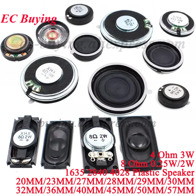 1-2Pcs 0.25W 0.5W 2W 4R 8R 32R 4 8 Ohm Ultra-thin Horn Speaker Diameter 23mm 29mm 30mm 36mm 40mm 45mm 50mm 56mm 57mm Loudspeaker