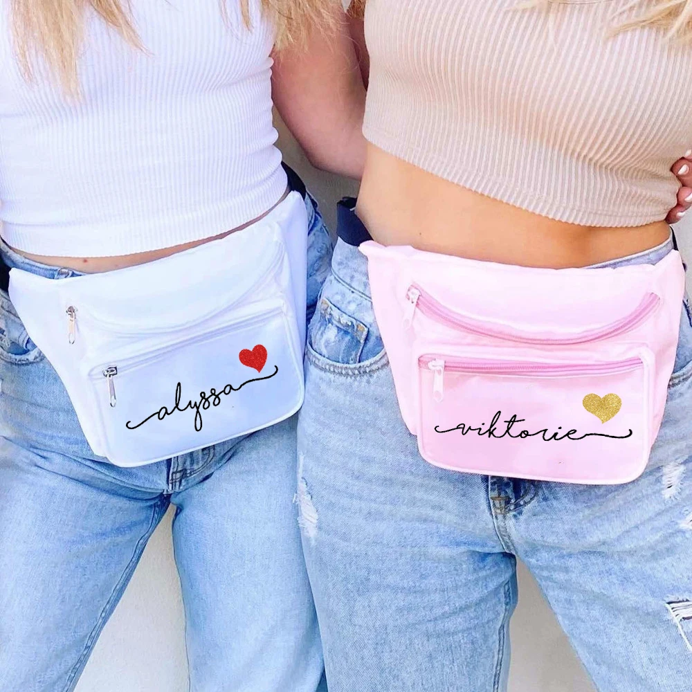Spersonalizowana torba na talię Nazwa własna Druhna Fanny Pack Zipper Chest Bag Bachelorette Party Bag Belly Hip Bum Bags Wedding Gift