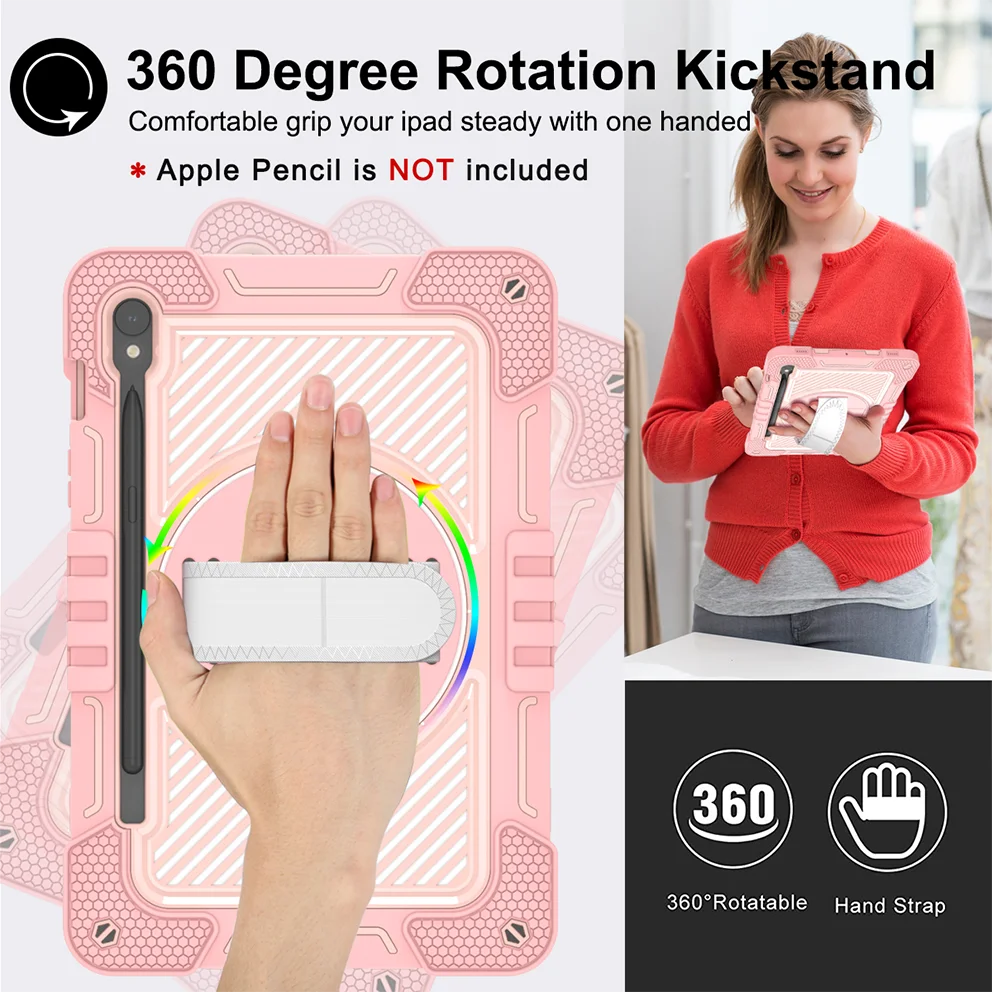 Case for Samsung Galaxy Tab S10 FE S10 S9 S9 FE 11 inch Protective Tablet Cover with 360 Rotate Stand Hand Strap Shoulder Strap