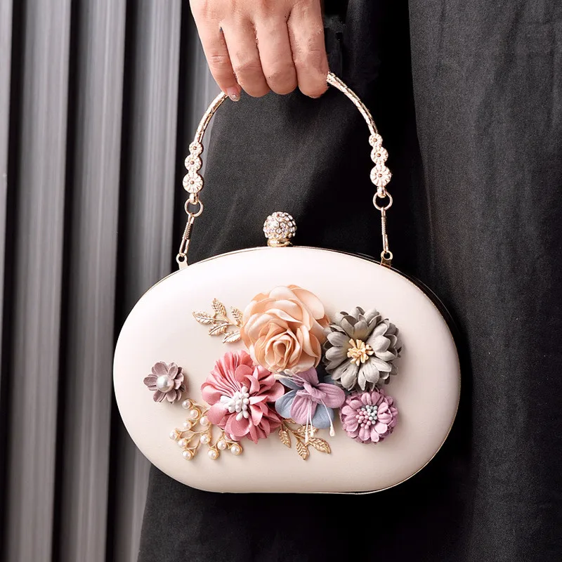 

2025 Fashion Designer Three-dimensional Flower Party Clutch Bag Luxury Women's 3D Appliques Handbags New Wedding Evening Bags