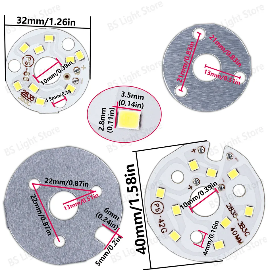 LED-Platine 2835 LED-Perle DC9–9,6 V, 32 mm, 40 mm, weißes neutrales warmes Licht, geeignet für DIY-Röhrenlichter, Heimlichtquelle, Zubehör – Detail 2