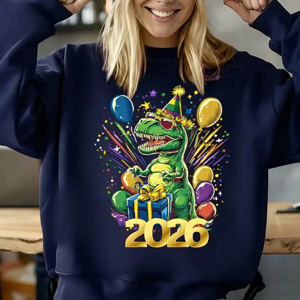 

Толстовка с Новым годом 2026 Новогодняя сублимация С Новым годом 2026 праздничная одежда красочные сублимационные толстовки для женщин