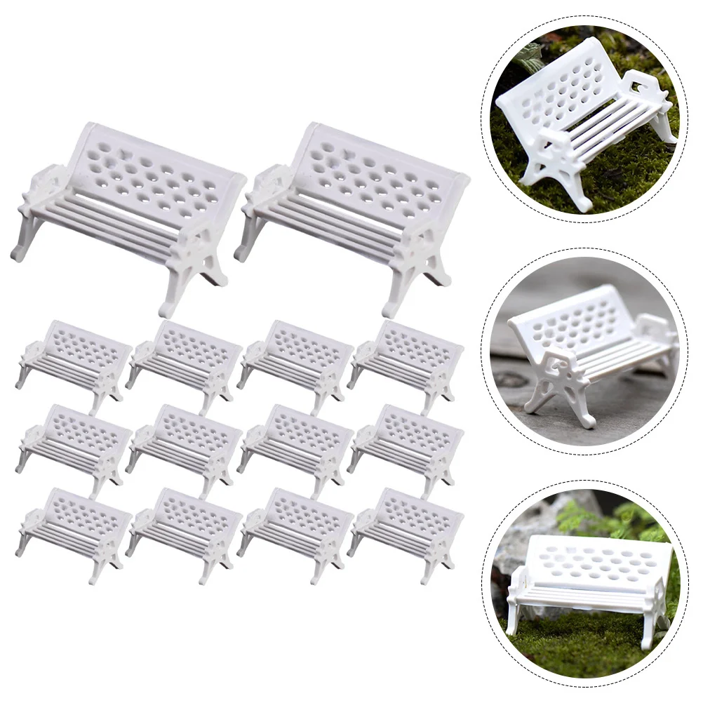 16 Pcs Park Chair Decoration Miniature Benches Garden Figurine Model Sculptures Small Scene Abs House Decorative Models