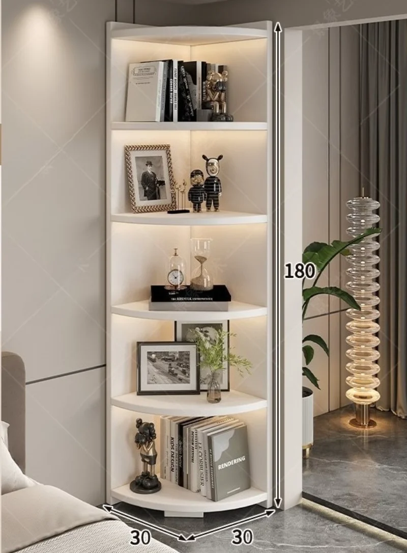 Corner Bookshelf Tall Narrow Bookcase Furniture for Living Room Small Space  90-Degree Angle Bookshelf for Bedroom Office