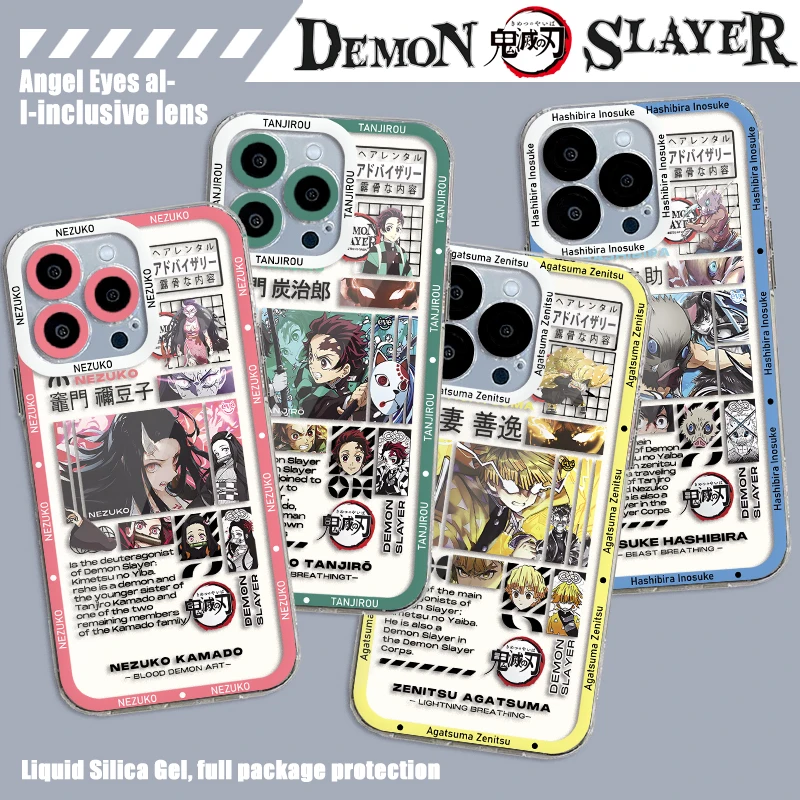 

Cartoon Demon Slayer Phone Case For Xiaomi Redmi Note 13C 12 12C 11 10 10C 10s 9 9s 9A 9T 9C 8 7 Pro Max 4G 5G Transparent Cover