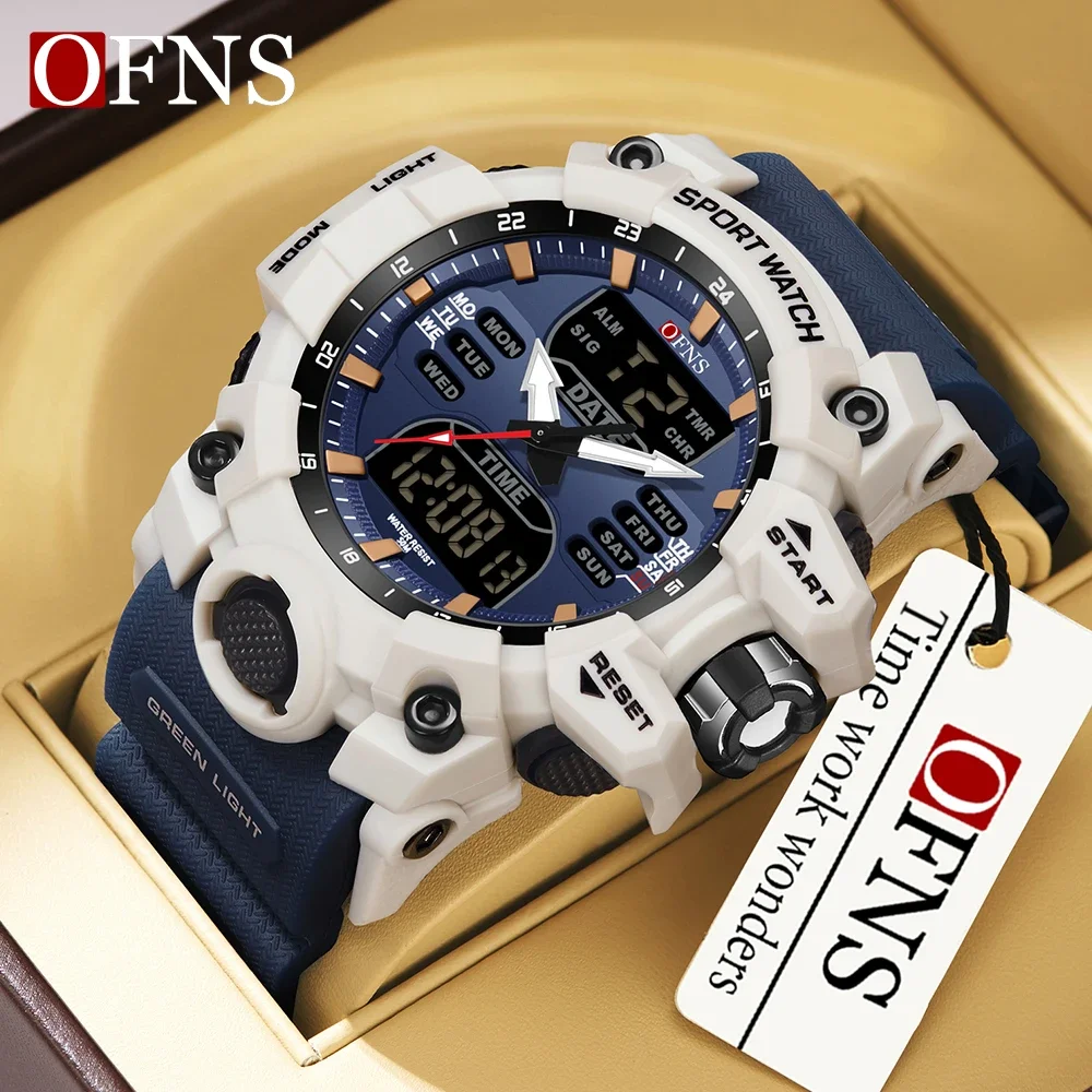 

OFNS 6126 Dual Display Men Watches Waterproof Sports Watch Military Man Alarm Stopwatch Quartz Wristwatch Male Digital Clock