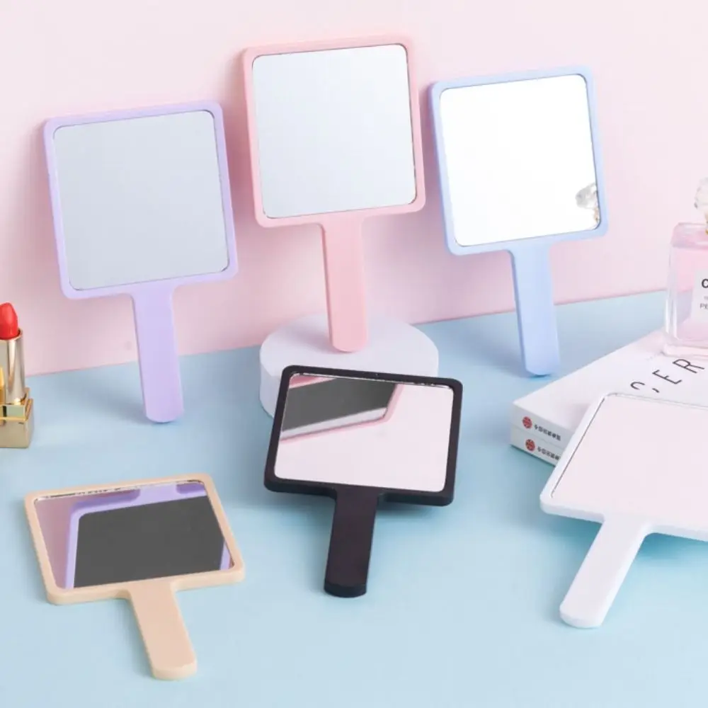 Vanity Mirror with Handle Handheld SPA Salon Makeup Mirror Cosmetic Mirror Square Makeup Mirror Handle Hand Mirror