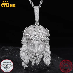 TUHE Unisex High Quality D VVS Moissanite Iced Out Pendants Jesus For Men Hip Hop Jewelry