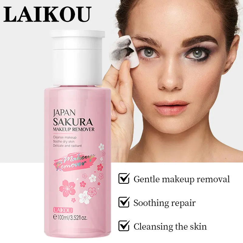 Laikou-sakura-メイクアップリムーバー,ウォータークリーナー,ディープクリーニング,敏感な顔,柔らかく刺激のない,オールインワン,100ml