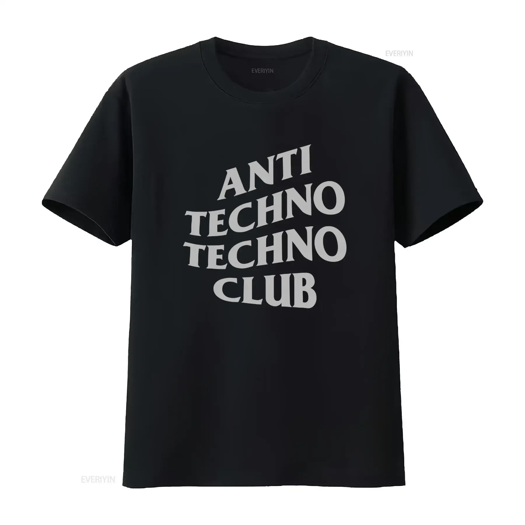 Anti Techno Club T Shirt Tech House Rave Warehouse Style in Black and Silver Culture Dance Floor Inspired Deborah De Luca