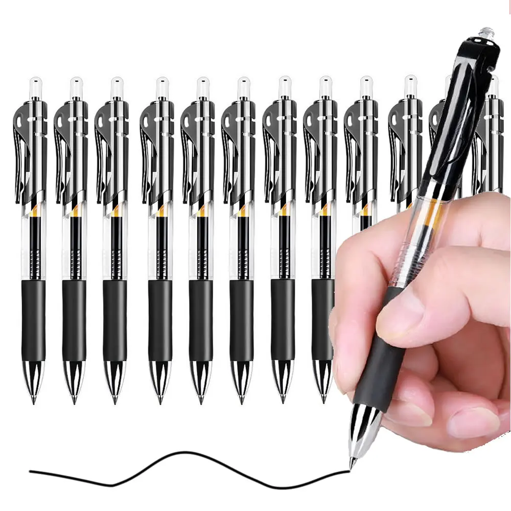 Retractable 0.5mm Black Ink Gel Pens Colored Aesthetic Stationery Pen Supplies Ballpoint & Office Pencils Writing School