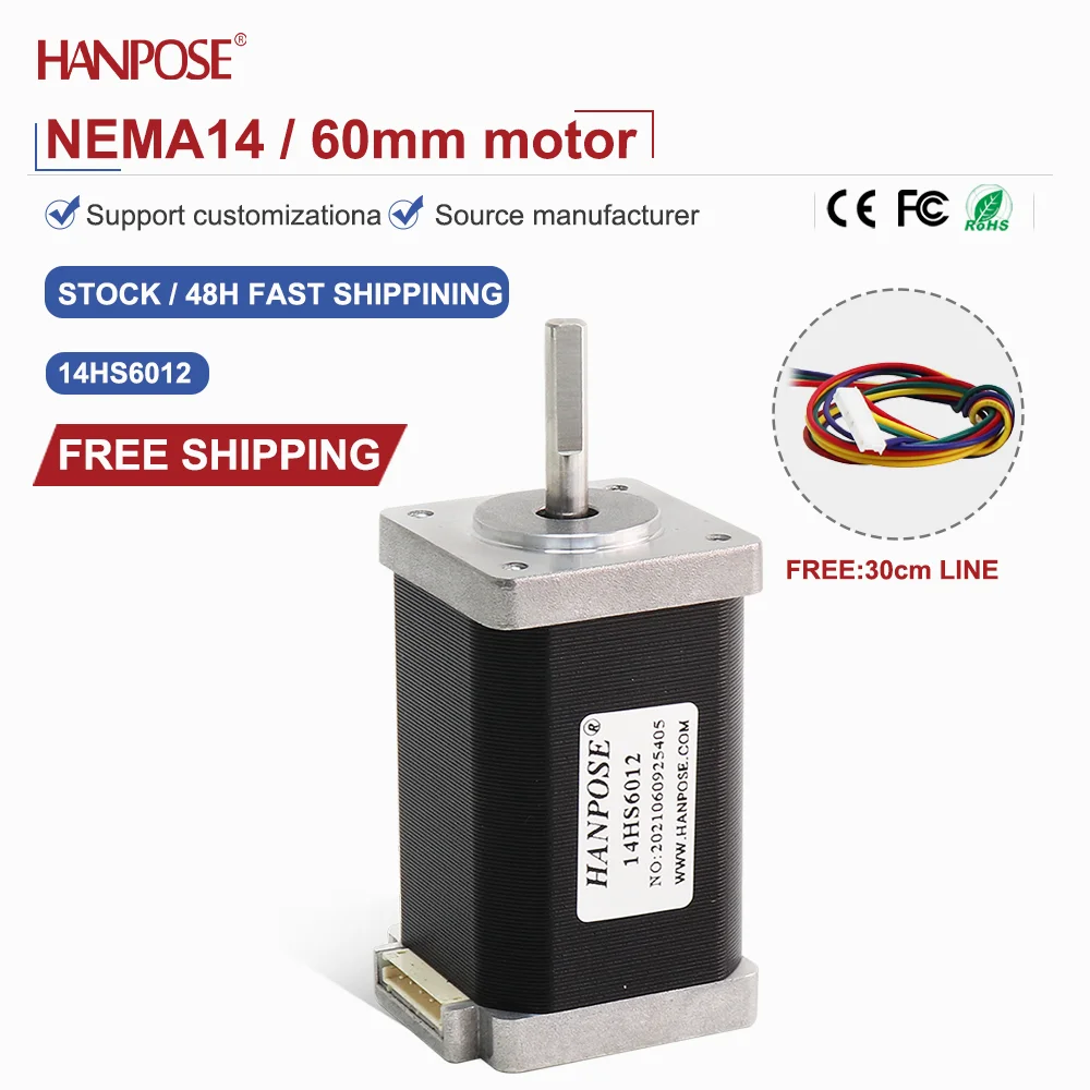 Micro precision stepper motor torque 0.4N. m current 1.3A NEMA14 model 14HS6012