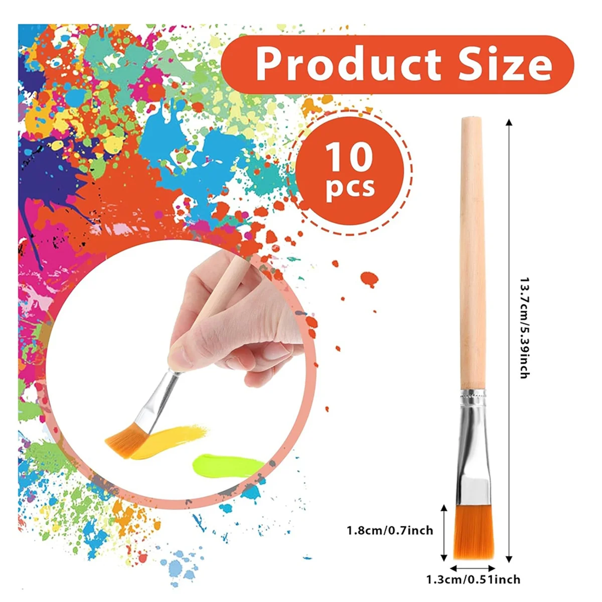 30Pcs Flat Paint Brushes, 3/4 Inch Wood Paint Brush Artist Craft Paint Brushes Watercolor Brush Bulk Painting for Art