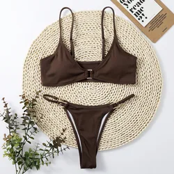 Brown Sexy Bikinis Swimsuits Women Swimwear Push Up Female Swimming Wear Bathing Suits Brazilian Girls Bikini Beach Pool Bather