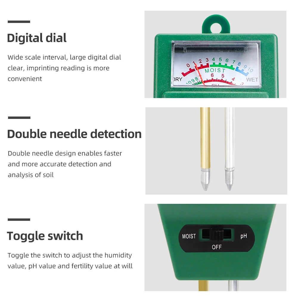 2 in 1 Soil PH Meter Acidity Humidity Test Garden Plants Soil Moisture Measurement Tool Professional Accessories