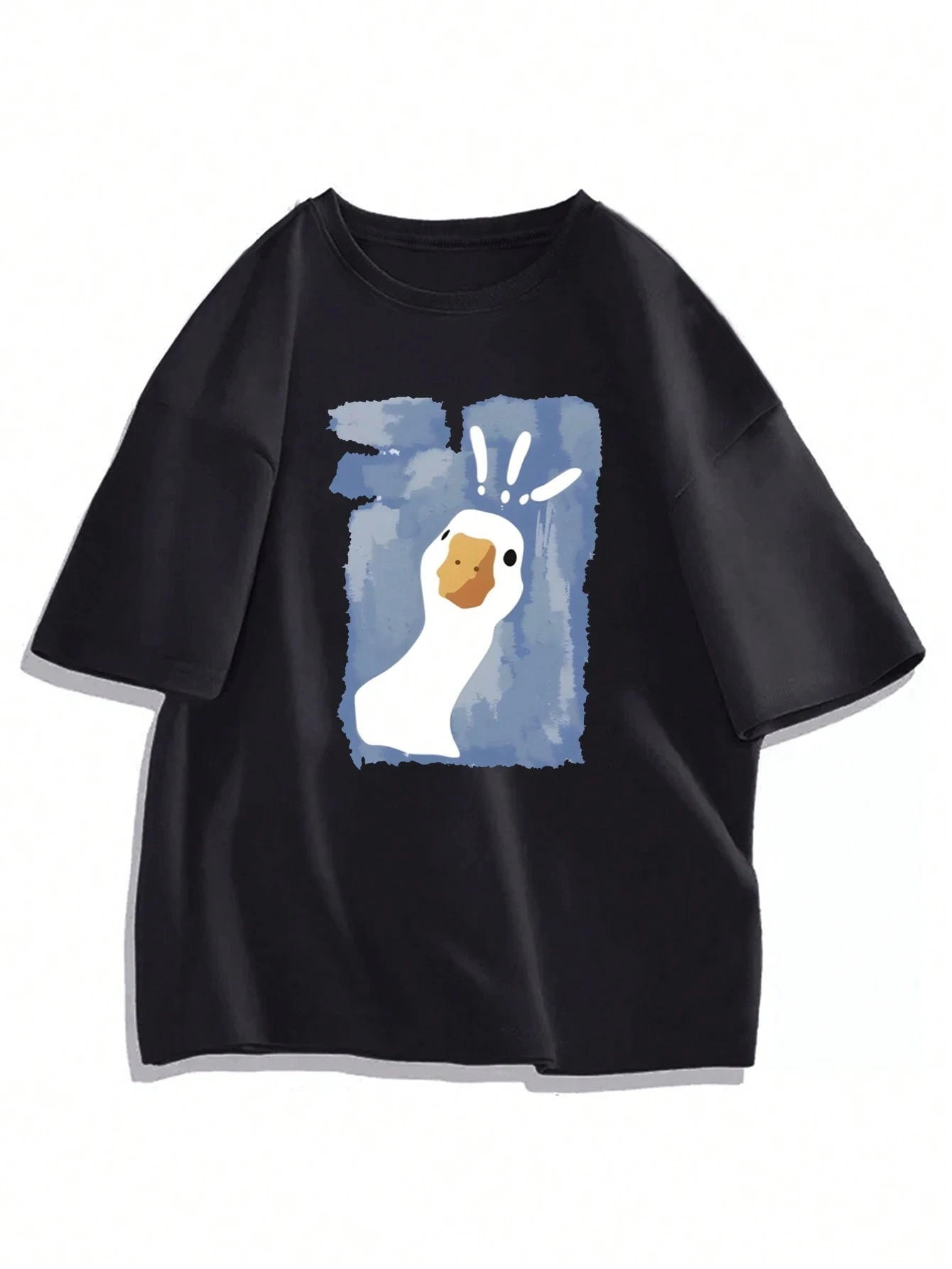 

BlackCartoon Character Graphic T-Shirt Casual Loose Fit Round Neck Short Sleeve T-Shirt For Men vintage t shirt streetwear