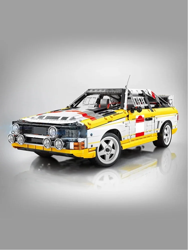 Klemmbausteine S1 Quattro 1:8 Gruppe B 1984 Rennwagen mit LED Bausteine Supersportwagen Sportfahrzeug Modellbausatz Jungen Spielzeug Erwachsene Kinder Geschenk 3887 Teile