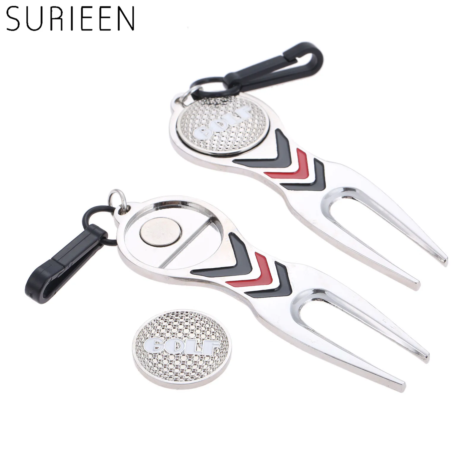 1Pc Golf Divot Repair Tool Pitch Groove Cleaner Pitchfork Putting Green Fork Magnetic Detachable Balls Marker Golf Training Aids