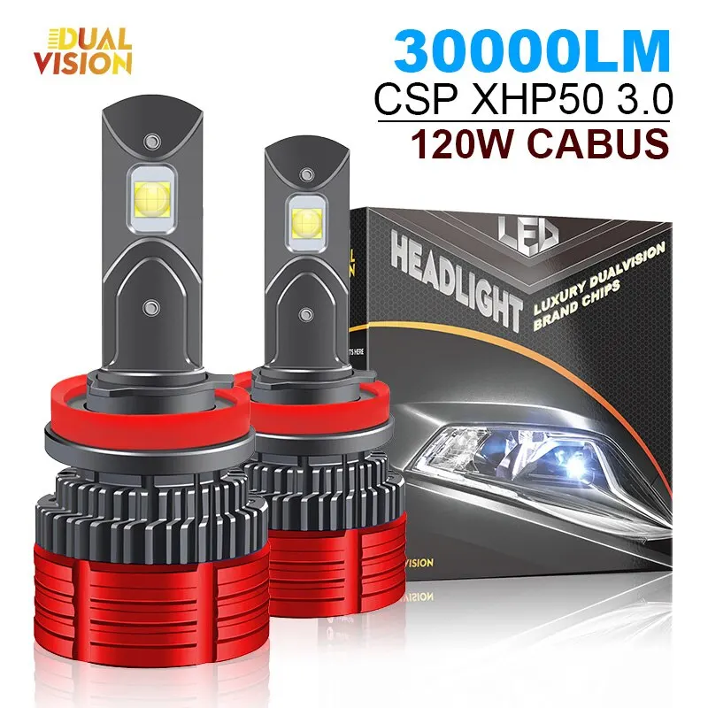 H11 H7 LED CANBUS Car Headlight Bulb 9012 HIR2 H1 9005 HB3 9006 HB4 6000K XHP50 CSP Chip 120W 30000LM Auto Lamp for Ford