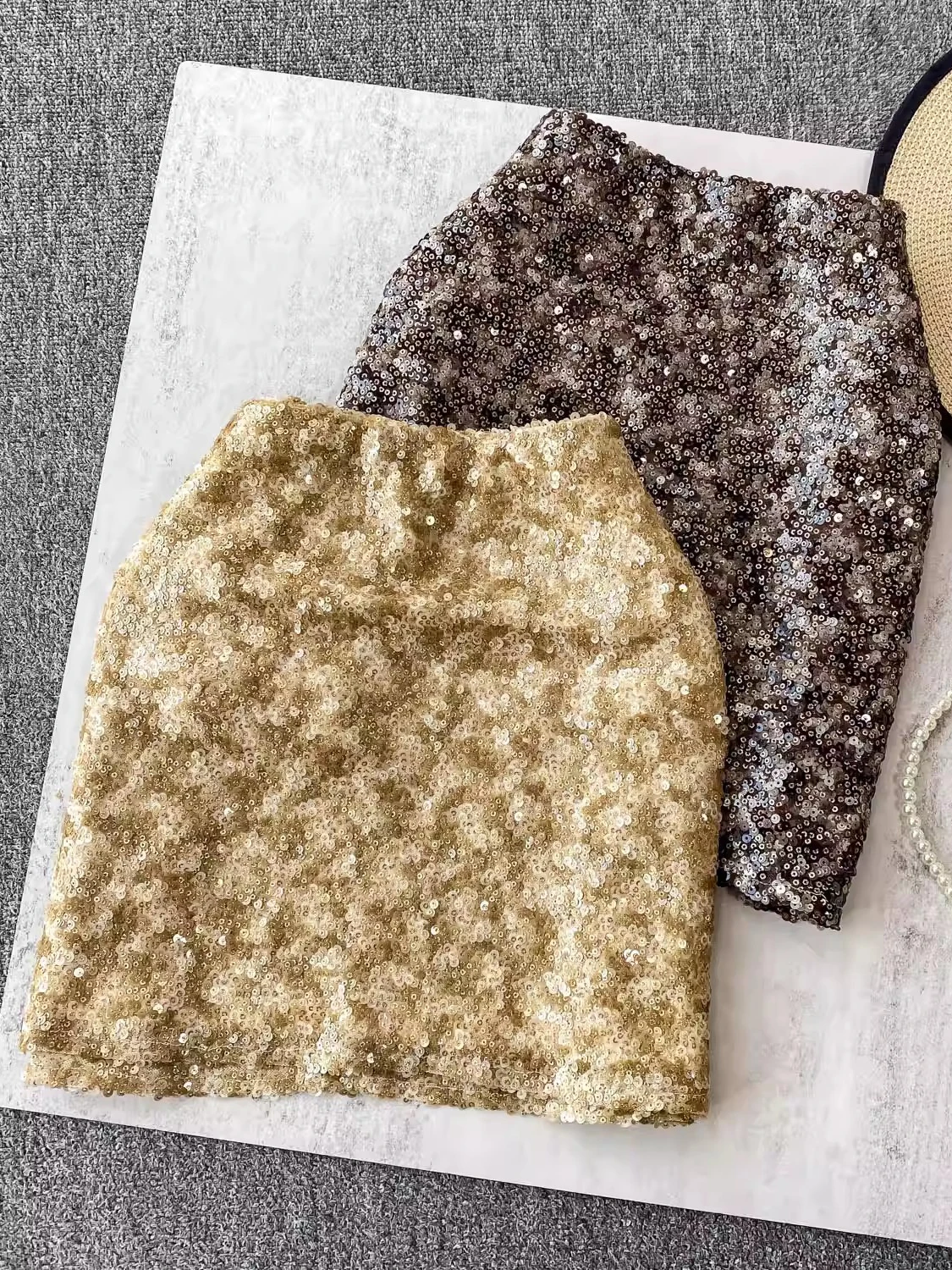 

Блестящая тяжелая юбка с украшением, женская летняя утягивающая облегающая юбка с высокой талией, сверкающая модная юбка трапециевидной формы