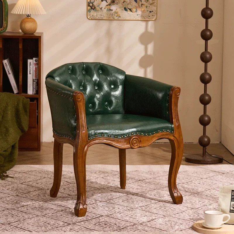 European Hotel Dining Chair, Leisure Sofa Chair, Solid Wood Antique Dining Chair, Living Room Leisure Sofa,Support Customization image 2