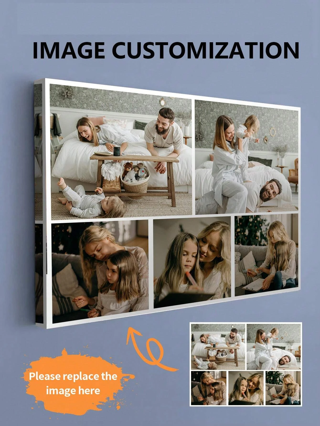 Personalized Photo Collage Canvas, Family Photo Collage Print Gift For Couples Parents, Wall Decor Canvas, Customized Wall Art