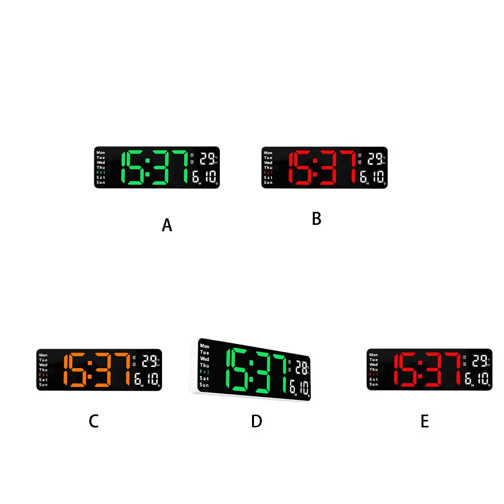 Wall-mounted Dual Alarms LED Clocks Large Digital Display And Remote Control For Easy To Install black green