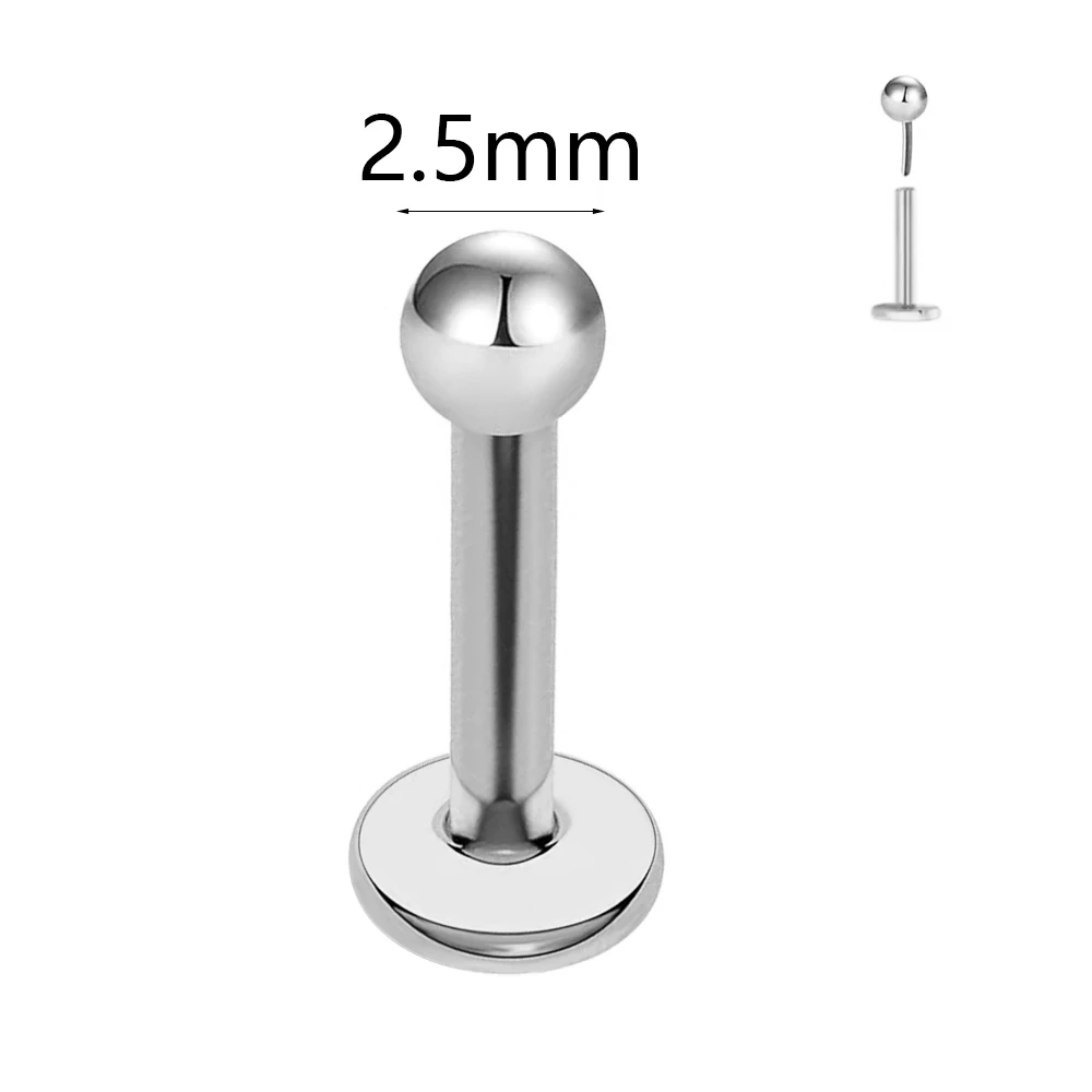ASTM F136 G23 Titanium De bal Tragus Oorbel Threadless Piercing Hart zirconia Pin Daith Conch Push in Labret Stud