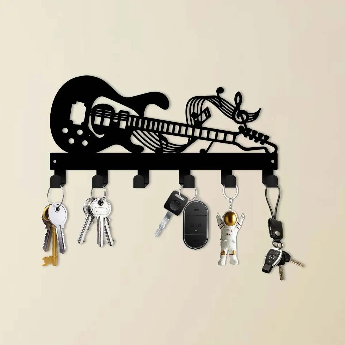 CIFBUY Metal Guitar Key Hook Wall Art Hanging Rack for Keys Hat Strap Entryway Office Kitchen Bathroom Outdoor Porch Decor