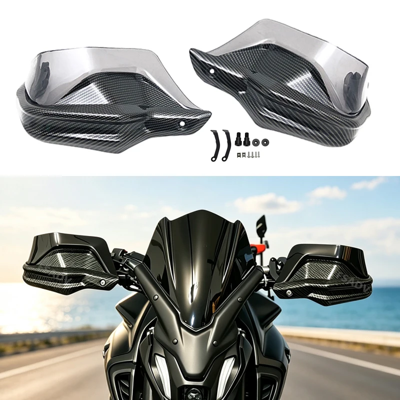 Carbon Black Handguards Shield Guards Windshield Hand Wind Protection For YAMAHA MT07 MT-07 FZ07 2014-2024 2022 2023 Motorcycle