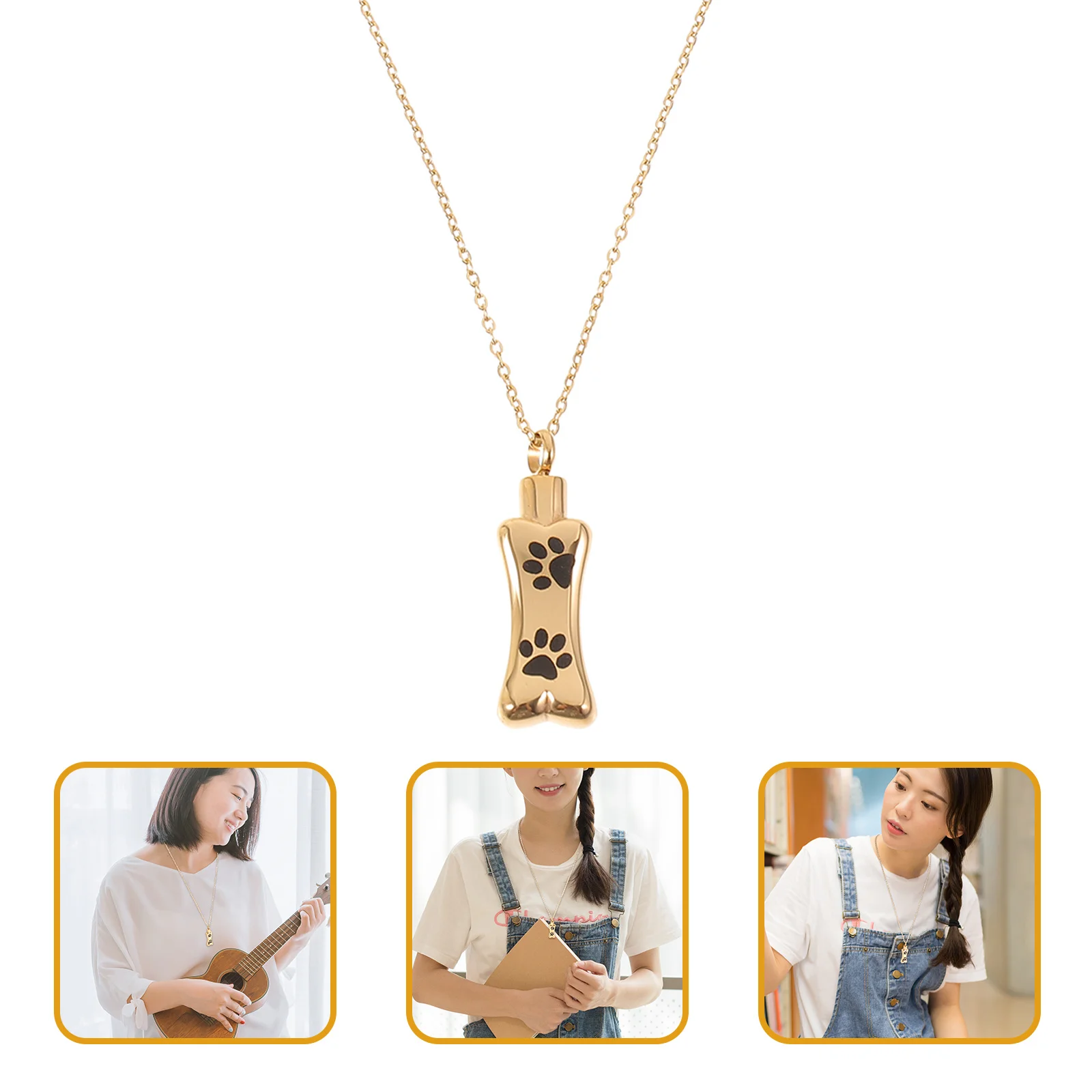 

Stainless Steel Keepsake Necklace Dog Ashes Urn Pendant Memorial Cremation Jewelry Urn Necklace for Ashes Urns for Dog