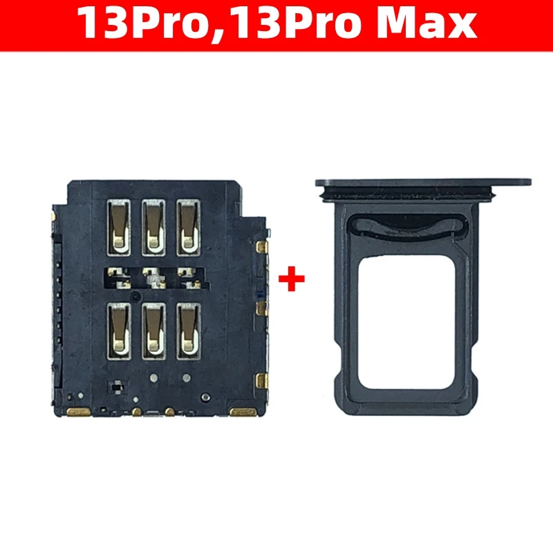 For iPhone 13 Pro 13Pro Max Dual Sim Card Tray + Sim Card Reader Connector Flex Cable Smartphone Replacement Parts