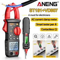Clamp Meter Multimeter Electrician Kit ST181+VD807 Voltage Tester Pen 12V-300V AC Voltage Detector Resistance Capacitor Tools