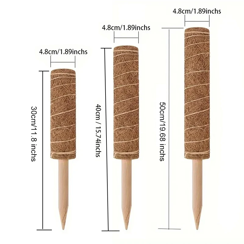 2 paczki do układania w stosy do mchu dla rośliny pnące monstery, wysokie patyki do roślin kokosowych, duże kołki podtrzymujące rośliny doniczkowe