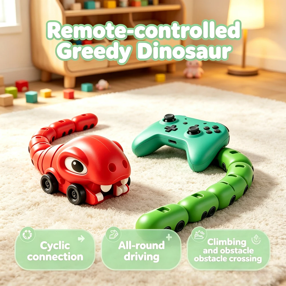 Electric Remote Controlled Dinosaur Swallowing Vehicle Magnetic Snake RC Toy Two Player Competitive Interactive Battle Toy Car